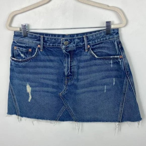 NWT GRLFRND Denim A-Frame Gusset Mini Skirt Revolve Eva Size 30 New With Tags - Picture 6 of 6